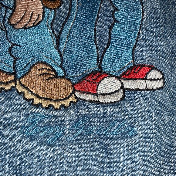 VINTAGE 90's  "TOO CUTE" GUETTA BROS POPEYE DENIM JACKET UNISEX - Picture 6 of 10